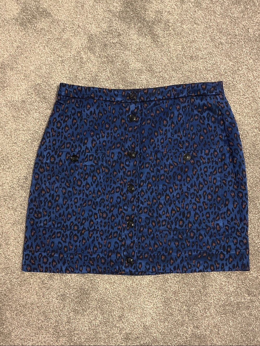Banana Republic Blue Leopard-Print Midi Skirt